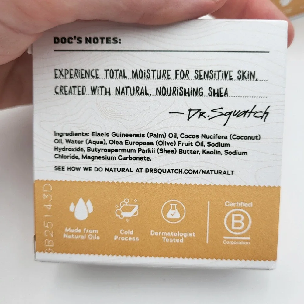 Lot of 4 Dr. Squatch Sensitive Shea Butter Men's Natural Bar Soap Zero Grit 5oz